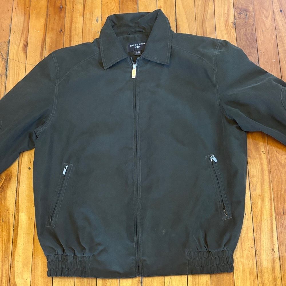 Dockers Men's Olive Green Lightweight Zip Up Jacket - LARGE
